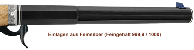 Unterhammerpistole Billinghurst mit Feinsilbereinlagen im Lauf