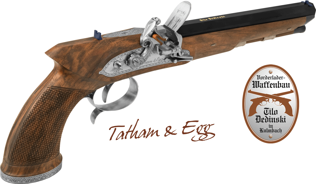 Steinschloßpistole "Tatham & Egg" Ansicht schräg